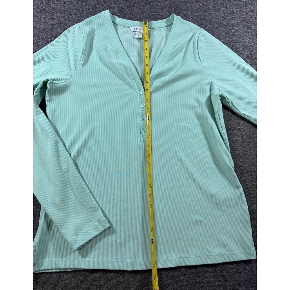 Athleta Uptempo Ribbed Henley Top Mint Green Long Sleeve V-Neck XL - Picture 5 of 7